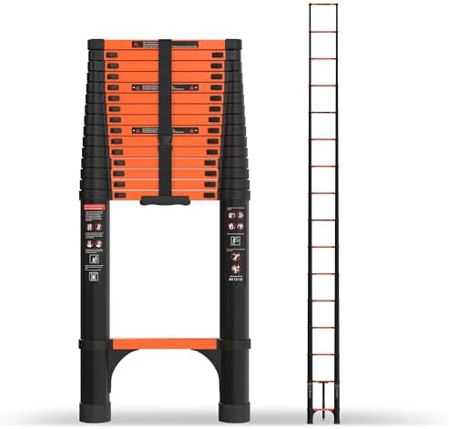 20.3FT Telescoping Ladder, Portable Extension Folding Ladder, Multi-Purpose Compact Telescopic Ladder for Household or Outdoor Work, 330lbs Max Capacity