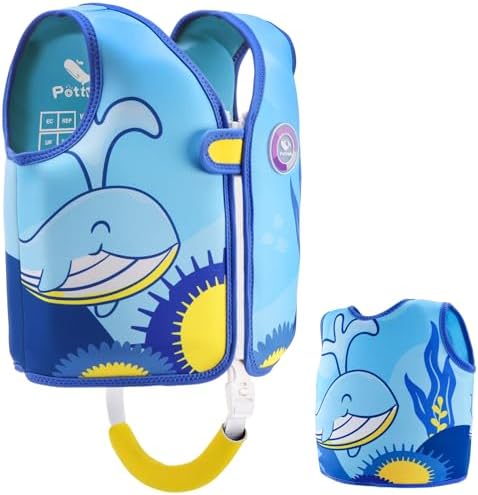 Pottwal Swim Vest for Kids - Swim Jacket for 1-2 Years (24-33LBS) - Buoyancy Aid Made of Neoprene & EPE - with Adjustable Crotch Strap