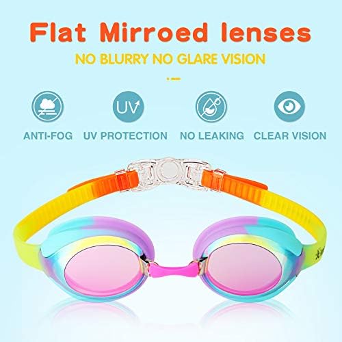 Keary Kids Swim Goggles for Toddler Kids Youth(3-12),Anti-Fog Waterproof Anti-UV Clear Vision Water Pool Goggles