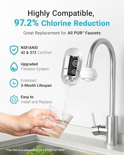 AQUACREST RF3375 NSF Certified Water Filter, Compatible with Pur® RF-3375 (RF33752V2) Faucet Replacement Water Filter, PUR®, PUR®PLUS Faucet Filtration Systems (3 Count, Packing May Vary)