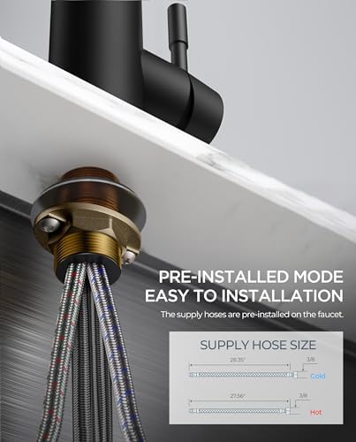 FORIOUS Black Kitchen Sink Faucet with Pull Down Sprayer, Stainless Steel Commercial Single Handle Classic Spring Pull Out Bar Sink Faucet for Farmhouse Camper Laundry Utility Room