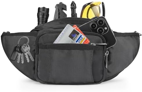 NOOLA Fanny Pack Waist Bag for Men Women, Lightweight Waist Pack with Water Bottle Holder, Adjustable Belt Bag with Multi-Pockets for Hiking, Dog Walking, Outdoor, Cycling, Running, Travel, Black