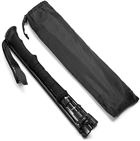 Travel Folding Trekking Hiking Pole with Carrying Case,Collapsible Cane Adjustable Walking Stick Portable Mobility Aid for Women Men Hikers Gift,Black