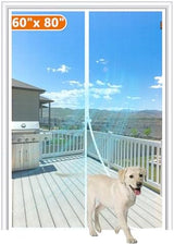 MAGZO Magnetic Screen Door Fit Door Size 60 x 80 Inch, Screen Size 62" x 81" Reinforced Middle Opening Mesh Sturdy Polyester Curtain for Doors-White