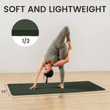 Yoga Mat, 1/2-Inch Extra Thick High Density Exercise Mat, Anti-Tear Exercise Yoga Mat with Carrying Strap, Suitable for Various Yoga Exercises