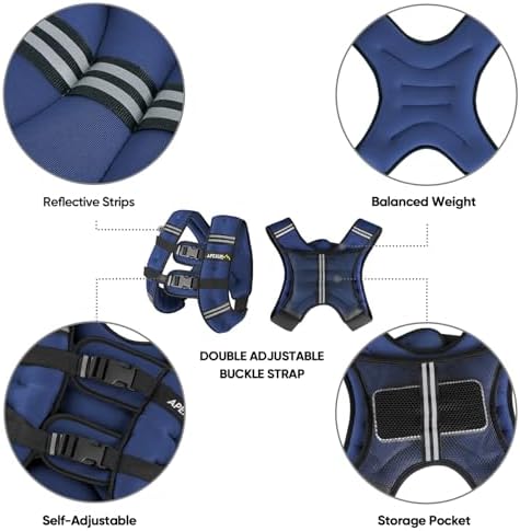 APEXUP Weighted Vest with 5lbs/10lbs/15lbs/20lbs/25lbs/30lbs Weights and Reflective Stripe, Weight Vest Men Women for Workout, Strength Training, Running