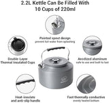 Bulin 2.2L Camping Kettle with 2&4 Stainless Steel Cups for Outdoor Camping Cookware Hiking Backpacking Kitchen Campfire and Picnic, Carrying Bag