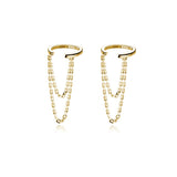 Reffeer Solid 925 Sterling Silver Minimalist Cuff Earrings Chain for Women Teens Cartilage Wrap Earrings Helix Cuffs (B-18K Gold)