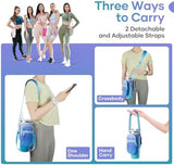 linmaya Water Bottle Carrier Bag with Phone Pocket for Stanley Cup 40/30oz,Insulated Neoprene Water Bottle Holder Cross-boday Bag with Adjustable Shoulder & Handheld Strap Stanley Cup Accessories