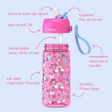 Bentgo Kids Water Bottle - Leak-Proof, Durable Tritan, BPA-Free 15 oz. Cup for Kids/Toddlers Ages 3+, Safe Sip Spout, Carrying Handle, & Dishwasher Safe for School & Sports (Rainbows & Butterflies)
