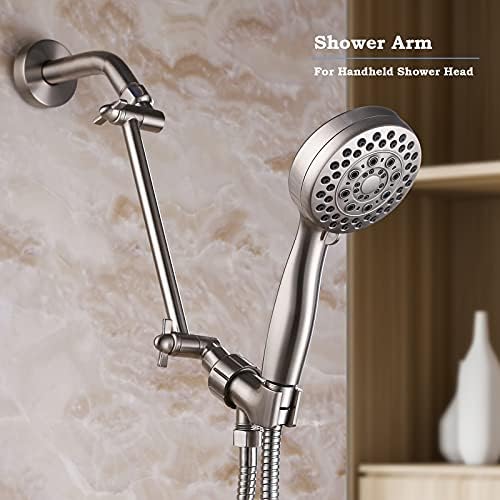Shower Head Extender, Adjustable Shower Head Extension Brushed Nickel, Adjustable for Any Shower Angels, Universal Straight Shower Arm