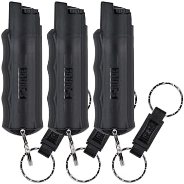 SABRE Pepper Spray, Maximum Police Strength OC Spray, Quick Release Keychain for Easy Carry and Fast Access, Finger Grip for More Accurate and Faster Aim, 0.54 fl oz, Secure and Easy to Use Safety