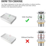 Pop up Sink Drain Stopper for Bathroom Vessel Vanity Sink Art Basin Chrome, Small Cap with Overflow, Metal Pop-up Drain Strainer with Detachable Basket Stopper