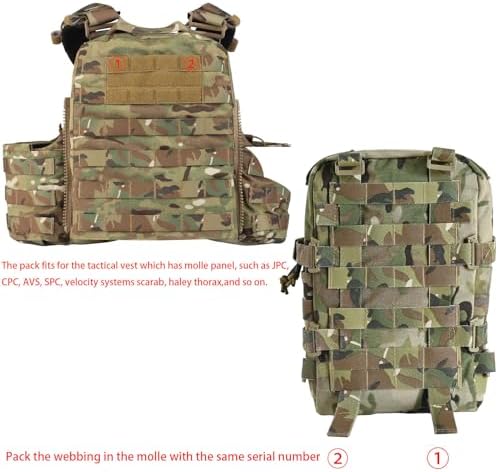 Tactical Mini Molle Hydration Pack,Molle Hydration Carrier with IFAK Pouch&US Flag&Med Patch,Hydropack for 2L Water Bladder