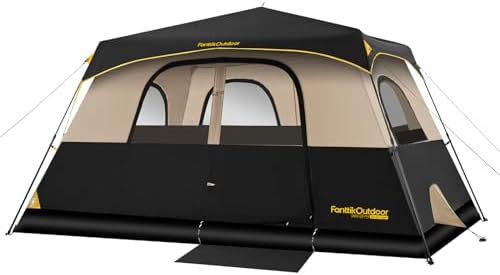 FanttikOutdoor Camping Tent 4/6/8/10 Person Instant Cabin Tent Setup in 60 Seconds with Rainfly & Windproof Portable with Carry Bag for Family Camping & Hiking