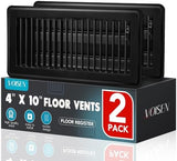VOISEN Floor Register 4x10, 2 Pack Black Floor Vent Covers,Heavy Duty Steel Walkable Floor Vents,Vent Covers for Home Floor