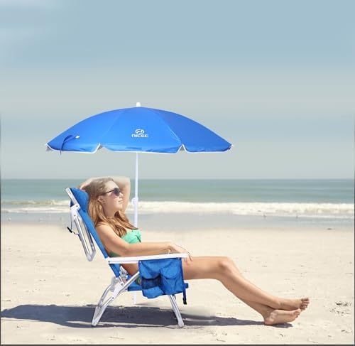 Nice C Blue Backpack Beach Chair with Cooler and Umbrella, Cup Holder for Outdoor, Camping, BBQ, Travel, Picnic
