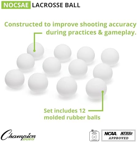 Champion Sports Lacrosse Balls: Official Size Sporting Goods Equipment for Professional, College & Grade School Games, Practices & Recreation - NCAA, NFHS and SEI Certified