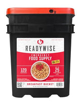 READYWISE - Breakfast Bucket, 120 Servings, Emergency, MRE Meal, Food Supply, Premade, Freeze Dried Survival Food for Hiking, Adventure & Camping Essentials, Individually Packaged, 25 Year Shelf Life