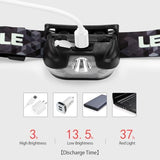 Lepro LED Headlamp Rechargeable - Super Bright Head Lamp with 5 Modes for Camping & Hiking Gear Essentials, IPX4 Waterproof Headlight Flashlight with Red Light, USB Cable Included