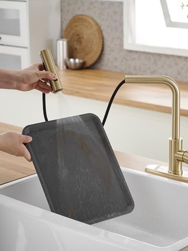 Gold Kitchen Faucets with Pull Down Sprayer,Waterfall Kitchen Sink Faucet,Commercial Utility Stainless Steel Kitchen Faucets,Single Handle Kitchen Sink Faucet with Pull Down Sprayer for 3 Function