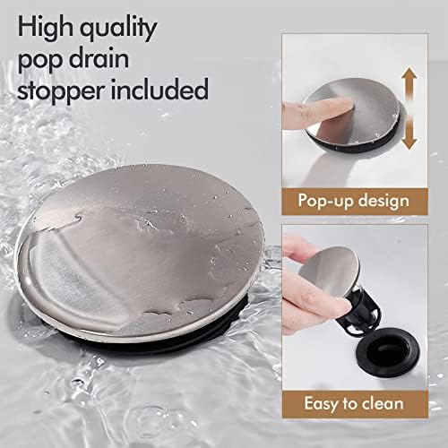 Fransiton Brushed Nickel Waterfall Bathroom Faucet Lavatory Single Handle 1 or 3 Hole Bathroom Sink Faucet Washbasin Faucet with Deck and Pop-up Drain