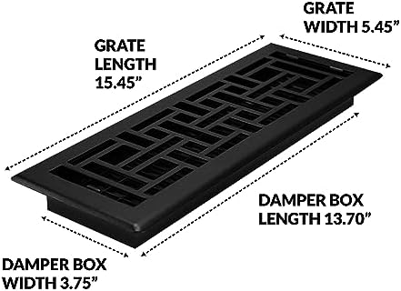Decor Grates AJH414-BLK Oriental Floor Register, 4x14 Inches, Textured Black