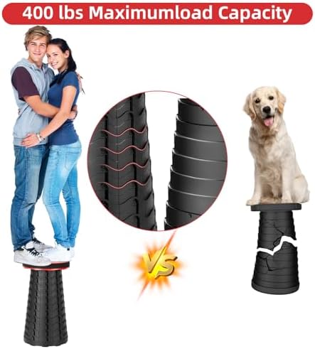 Collapsible Folding Chair - Upgraded Portable Chair with 400lbs Load Capacity, Perfect for Camping, Fishing, Hiking - Folding Stool with Carrying Straps, Gift for Fisherman (Red)