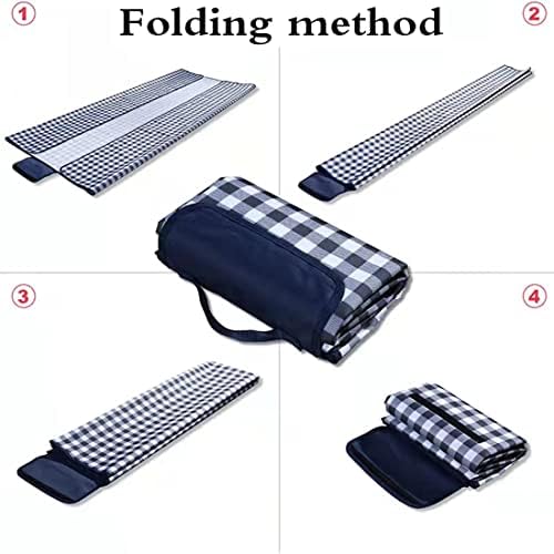 Extra Large Picnic Blanket Beach Blankets, Outdoor Foldable Waterproof Sand Mat for Beach Camping Hiking Travel Family Concerts Grass Park Music Festival Lawn Mats (Dark Blue, 80x80inch)