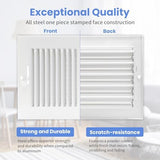 12 x 8 Inch [Duct Opening] Air Vent Covers for Wall or Ceiling - High Airflow 2 Way Steel Ventilation - Adjustable Wall/Ceiling Register, 13-3/4 Inch x 9-3/4 Inch [Overall Dimensions]