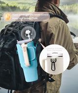 dabria Water Bottle Carrier Bag with Phone Pocket for Stanley 40/30 oz Tumbler Neoprene Water Bottle Holder Pouch with Adjustable Strap Bollus with Straw Cover & Carabiner for Stanley Cup Accessories