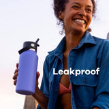 HYDRO FLASK Wide Mouth vacuum insulated stainless steel water bottle with leakproof closeable straw lid for cold water drinks, sports, travel, car and school