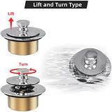 All Metal Lift & Turn Bathtub Drain Kit with Two-Hole Overflow Faceplate, Replacement Bath Tub Drain Trim Set Fine/Coarse Thread Conversion Kit Assembly, Tub Drains and overflow -Chrome Plated