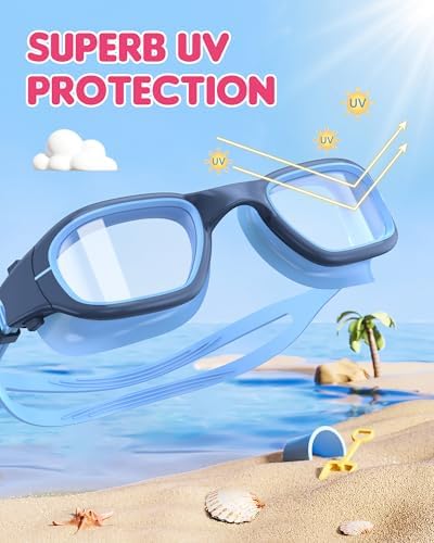 Kids Swim Goggles,Swimming Goggles for Kids 6-14, Anti-Fog UV Protection Pool Glasses for Boys Girls