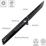 Pocket Knife GD22K, Flipper Open 3.6" D2 Steel Tanto Folding knife with Durable G10 Handle,Men Women Everyday Carry EDC Knife,Sharp Camping Hiking Daily Work Knives