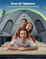 JOYTUTUS 5-5.2Ft Truck Bed Air Mattress with Removable Tailgate Extension, Compatible with Tacoma&Ranger,Thickened Inflatable Compact Short Truck Beds, with Air Pump&2 Pillows,Camel&Black