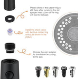 Kitchen Faucet Head Replacement Black, with 15 Adapters Plastic Pull Down Faucet Spray Head, 3 Modes Pull Out Kitchen Sink Sprayer Nozzle, Matte Black