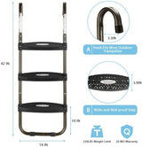 HBTower Trampoline Ladder, 3-Step Trampoline Steps with Horizontal Wide Steps, Skid-Proof Steps Universal Hook, UV Treated Steel, 220Lbs Capacity Trampoline Stairs Accessories for Kids/Children