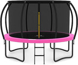 JUMPZYLLA Trampoline Outdoor 8FT 10FT 12FT 14FT 15FT 16FT with Enclosure and Ladder, ASTM Approved Recreational Trampoline for Kids and Adults, Anti-Rust Coated Frame