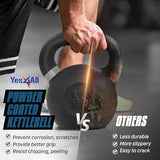Yes4All Powder Coated Cast Iron Kettlebell Strength Training Kettlebells Weight Set for Full Body Workout, Home Gym