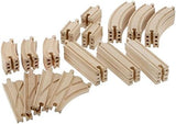 Wooden Train Track 52 Piece Set-18 Feet Of Track Expansion - 5 Distinct Pieces - 100% Compatible with All Major Brands Including Thomas Wooden Railway System: Screen Free Christmas Gift For Toddlers