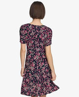 Tommy Hilfiger Women's Ruched Short Sleeve V-Neck A-line Mini Dress