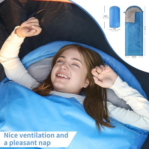 Sleeping Bags for Adults Kids，Lightweight Waterproof Compact Sleeping Bag with Stuff Sack for Warm Camping Cold Hiking Traveling Outdoor Activities