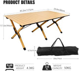 Folding Camping Table, Lightweight Roll-Up Table Aluminum Low Portable Picnic Table with Carrying Bag for Outdoor, Beach, Picnic, Backyards, BBQ and Party, 45.2''L x 23.6''W x 17.3''H