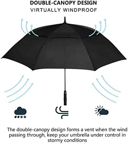 MRTLLOA 54/62/68/72 Inch Automatic Open Golf Umbrella, Extra Large Oversize Double Canopy Vented Windproof Waterproof Stick Umbrellas for Rain