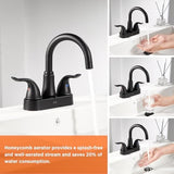 KPW Bathroom Sink Faucet 2 or 3 Hole Matte Black Centerset 4 Inch Bathroom Sink Faucet 2 Handle Plating Over ABS Plastic Non-Metallic Lavatory Bathroom Faucet with Pop up Drain Water Supply Hoses