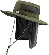 BASSDASH UPF 50+ Sun Fishing Hat Water Resistant with Detachable Neck Flap