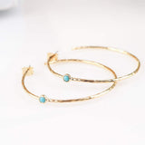 14K Gold-Plated Dainty Hoop Earrings with Simulated Blue Turquoise