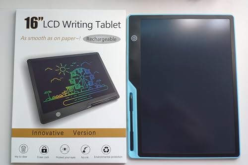 LCD Writing Tablet,16 Inch Colorful Screen Rechargeable Doodle Board Toddler Educational Toys for 3 4 5 6 Years Old Boys Girls Reusable Portable Drawing Tablet Christmas Toys Gifts for Kids (Blue)