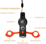 Emergency Survival Function Whistle, Outdoor Multifunctional Tool Safety Whistle with Lanyard, Ideal for Kayaking, Boating, Hiking, Camping, Climbing, Hunting, Fishing